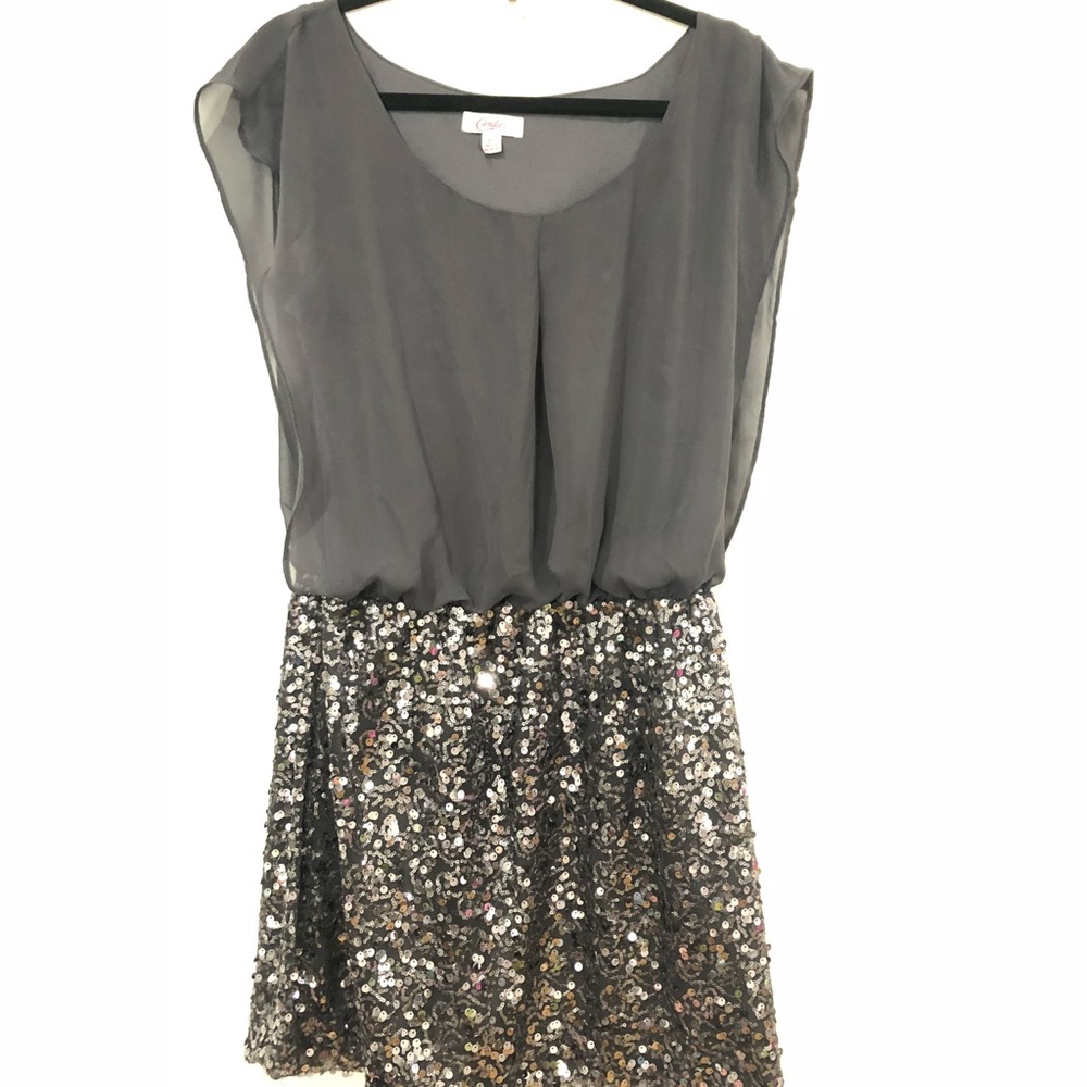 Grey dress with glitter skirt